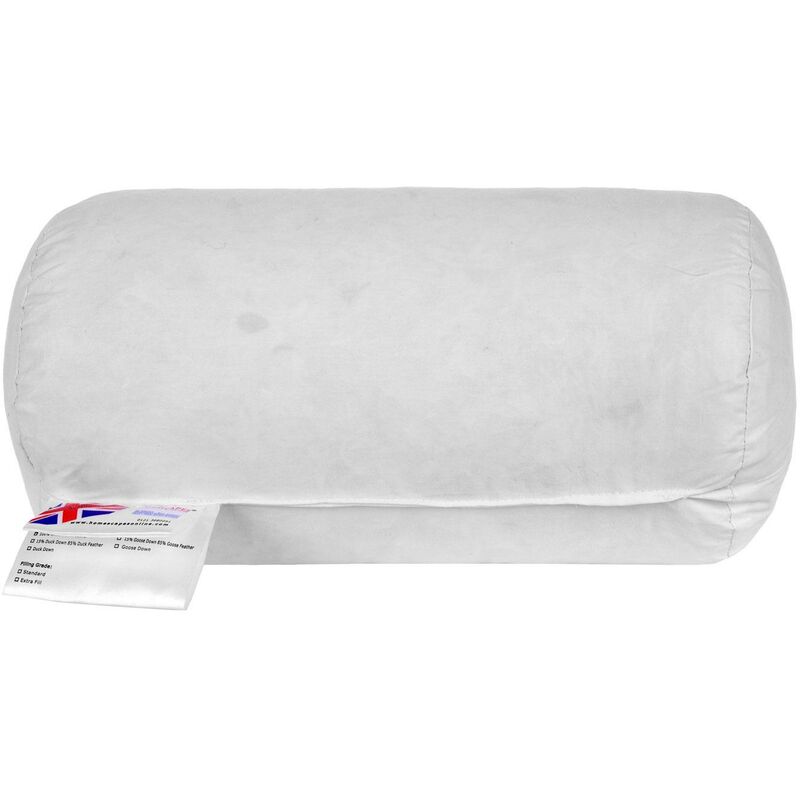 Homescapes Duck Feather Bolster Cushion - Luxury Filler & Inserts for Comfort in White | Size: 30cm x 18cm