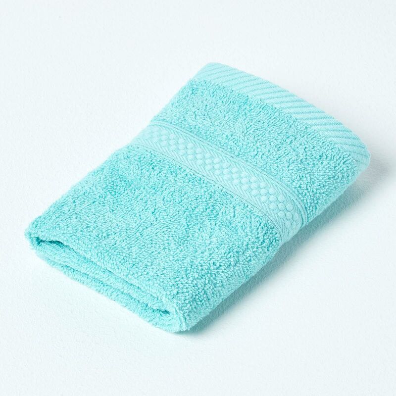 HOMESCAPES Turkish Cotton Face Cloth, Aqua