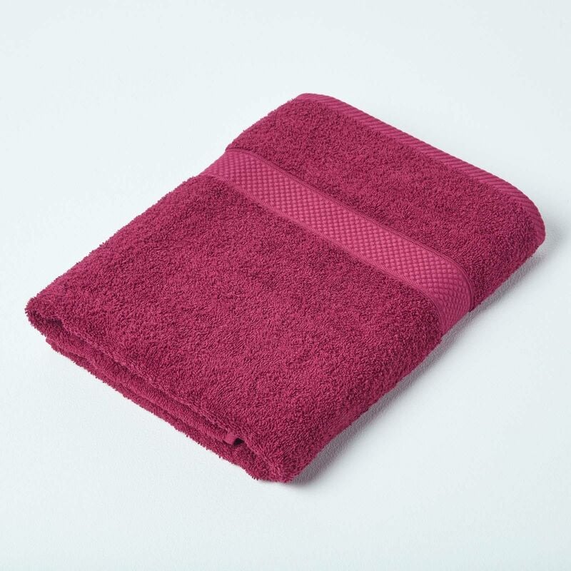 Turkish Cotton Bath Towel, Burgundy - Homescapes