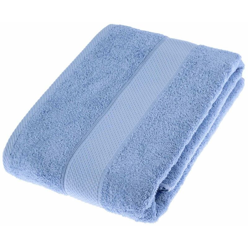 Turkish Cotton Light Blue Bath Sheet - Light Blue - Homescapes