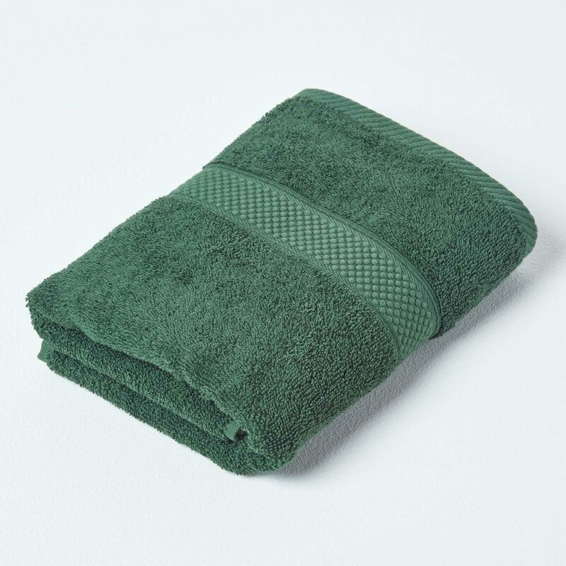 HOMESCAPES Turkish Cotton Guest Towel, Dark Green