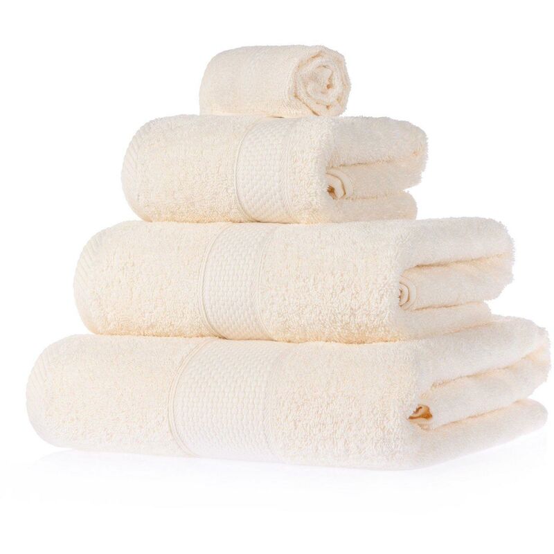 Turkish Cotton Cream Bath Towel Set - Cream - Homescapes