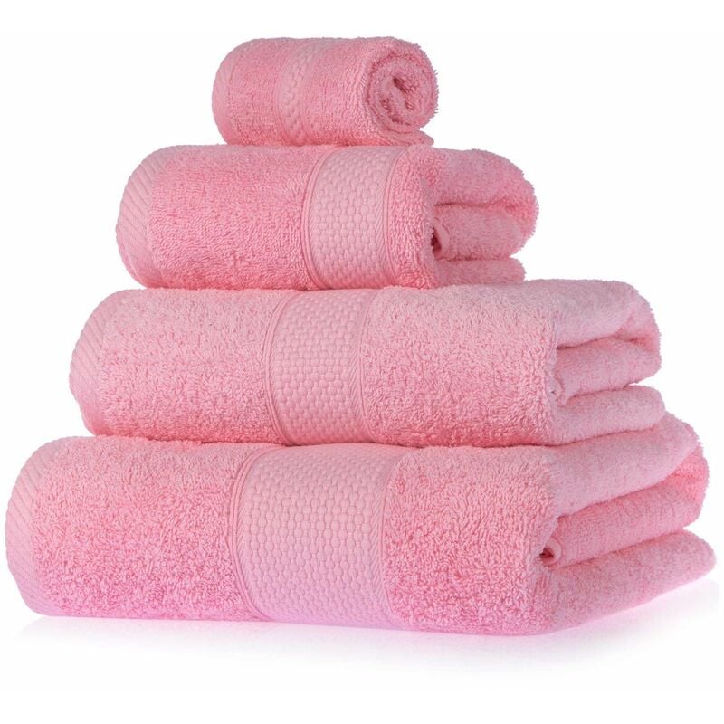 HOMESCAPES Turkish Cotton Pink Bath Towels Set