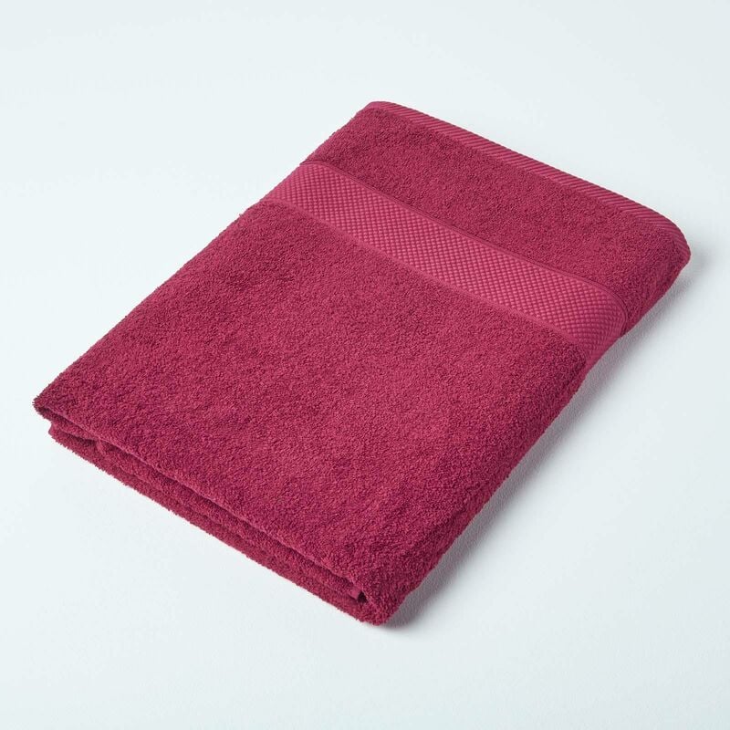 Turkish Cotton Jumbo Towel, Burgundy - Homescapes