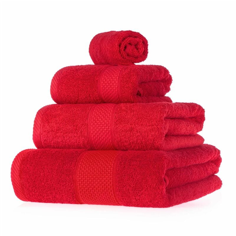 HOMESCAPES Turkish Cotton Red Bath Towel Set