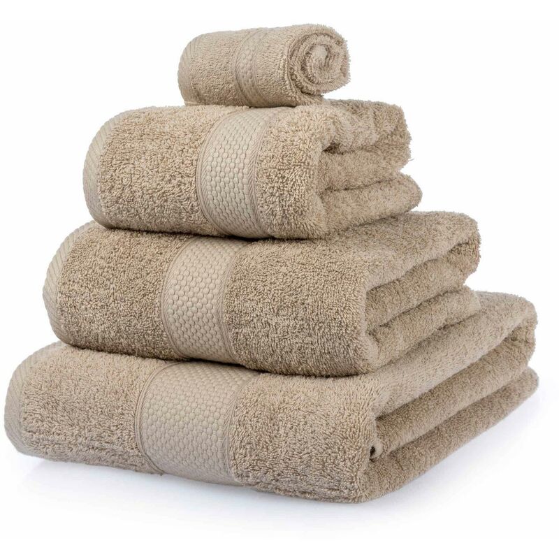 Turkish Cotton Stone Bath Towel Set - Stone - Homescapes