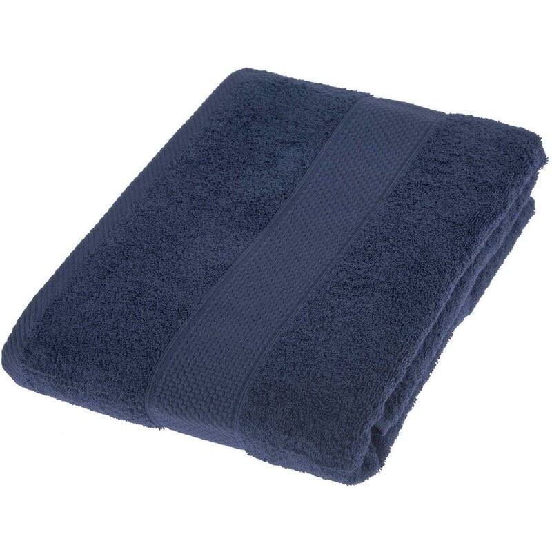 HOMESCAPES Turkish Cotton Navy Blue Bath Sheet