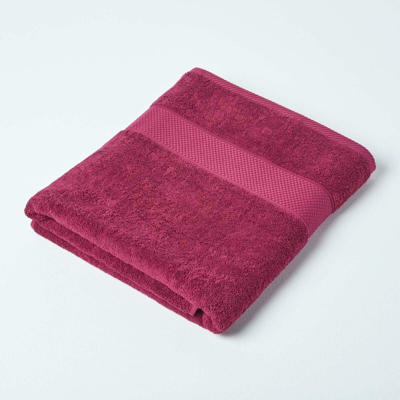 Turkish Cotton Bath Sheet, Burgundy - Homescapes