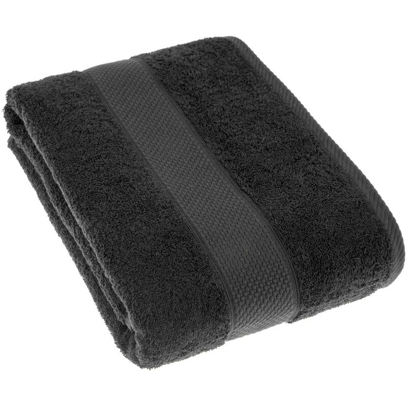 Turkish Cotton Black Bath Sheet - Black - Homescapes