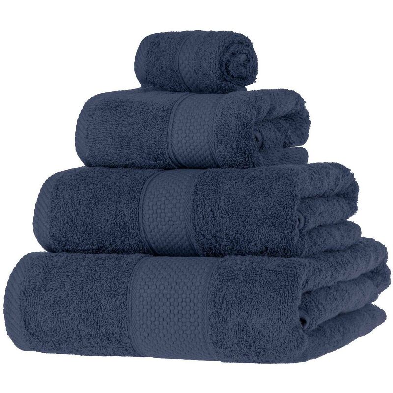 HOMESCAPES Turkish Cotton Navy Blue Bath Towels Set