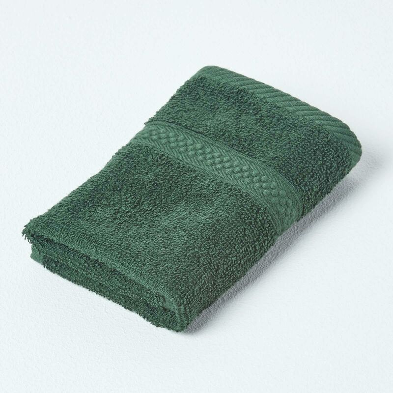 HOMESCAPES Turkish Cotton Face Cloth, Dark Green