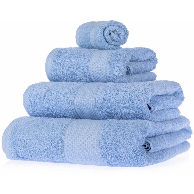 HOMESCAPES Turkish Cotton Light Blue Bath Towels Set