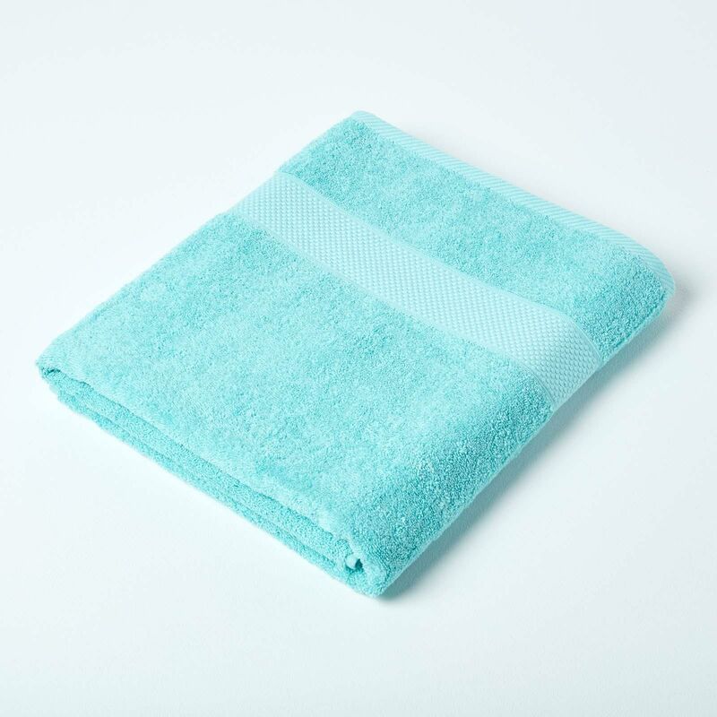 Turkish Cotton Bath Sheet, Aqua - Homescapes