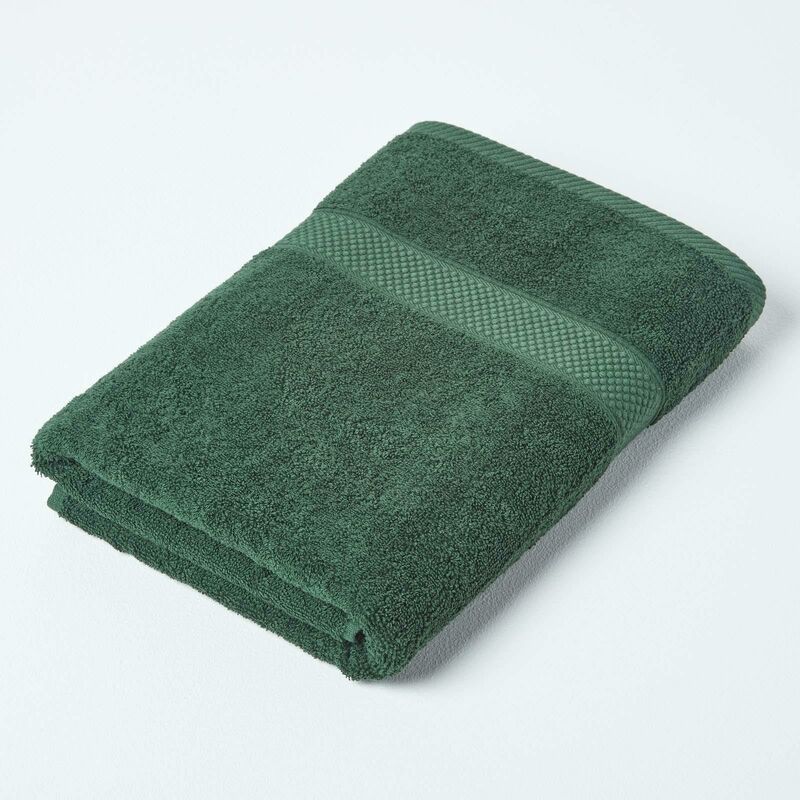 HOMESCAPES Turkish Cotton Bath Towel, Dark Green