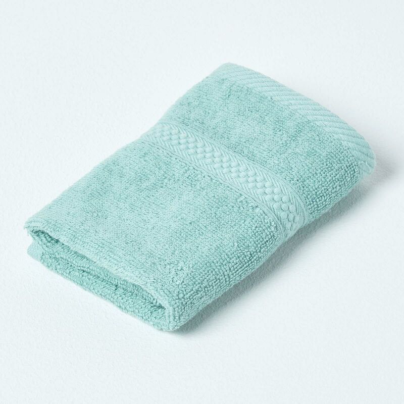 HOMESCAPES Turkish Cotton Face Cloth, Sea Green