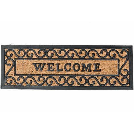 HOMESCAPES Welcome Rubber and Coir Doormat