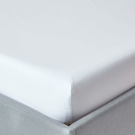 HOMESCAPES White Egyptian Cotton Fitted Sheet 200 Thread Count, Single - White