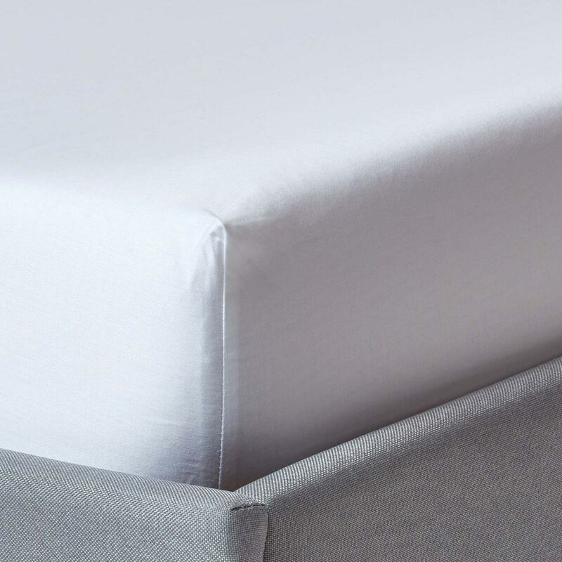 White Organic Cotton Fitted Sheet 400 Thread count, Double - Homescapes