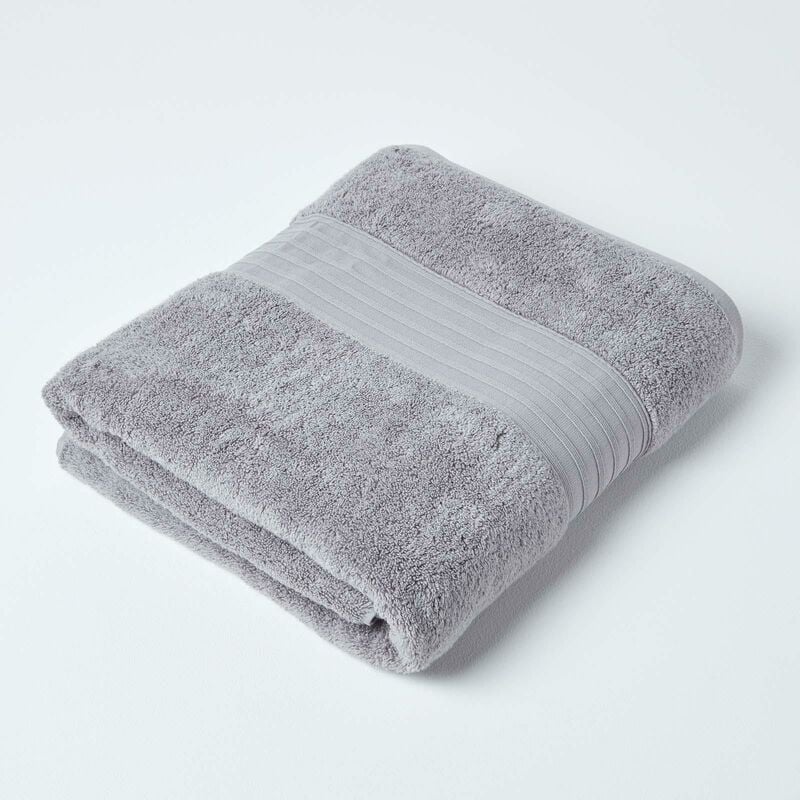 Zero Twist Supima Cotton Bath Sheet, Grey - Grey - Homescapes