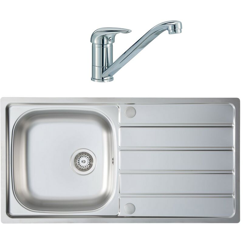 KD100L Kitchen Sink 1.0 Kona Reversible Drainer Stainless Steel & Tap - Homestyle