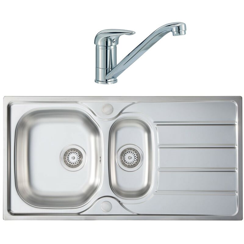 KD150 Kitchen Sink 1.5 Kona Reversible Drainer Stainless Steel & Tap - Homestyle