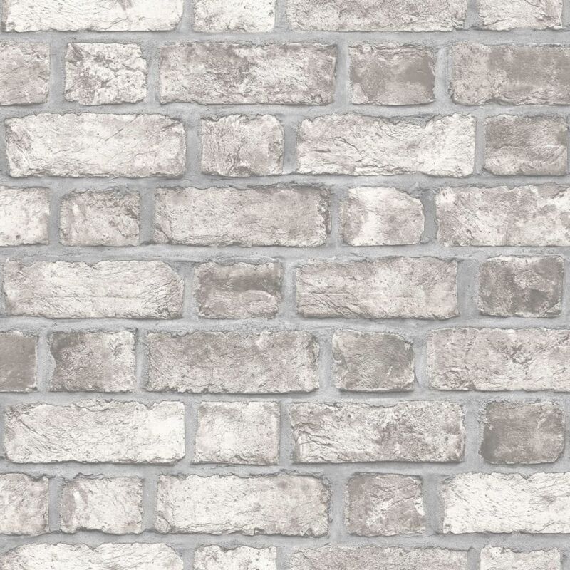 

Papel pintado Brick Wall gris y blanco roto - Multicolor - Homestyle