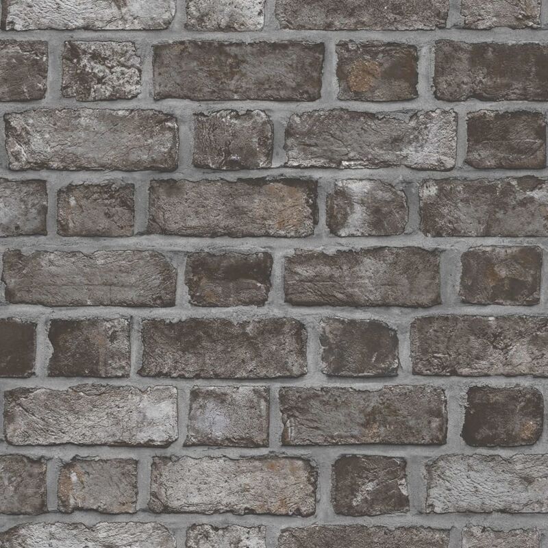 

Papel pintado Brick Wall negro y gris - Multicolor - Homestyle