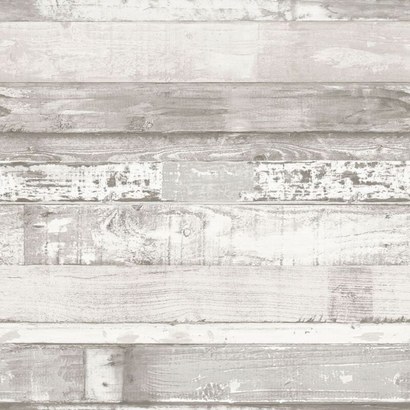 

Papel pintado Wood blanco roto y gris - Multicolor - Homestyle