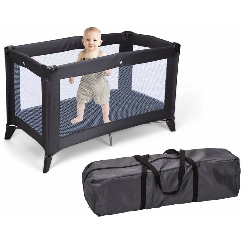 

Home&Styling Cuna de viaje plegable con colchón gris oscuro