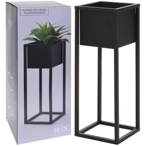 Home&Styling Flower Pot on Stand Metal Black 60 cm - Black