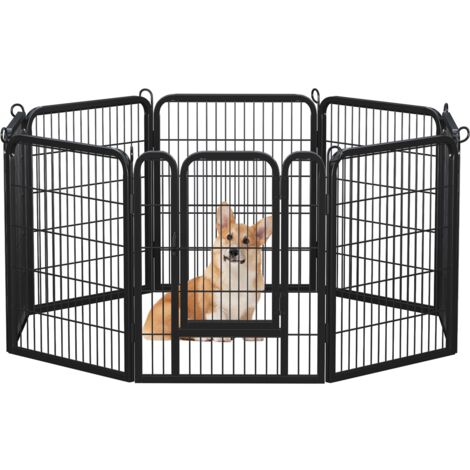 Homevive 8 Vallas para Perros Parque para Perros de Metal con Puerta 80 cm Jaula de Mascota Animales