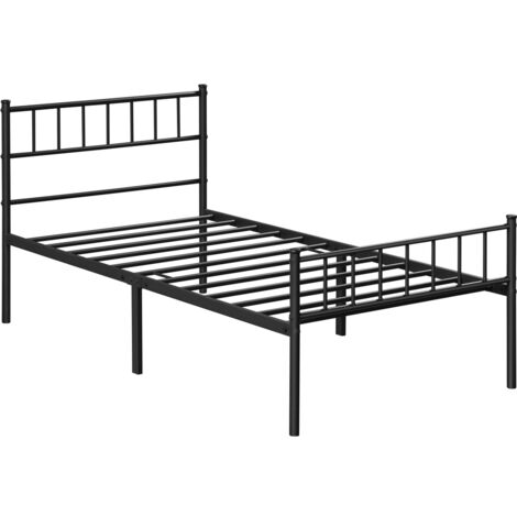 Homevive 90 x 190 cm Cama Individual Doble de Metal para Adultos Gran Espacio Moderna Negro