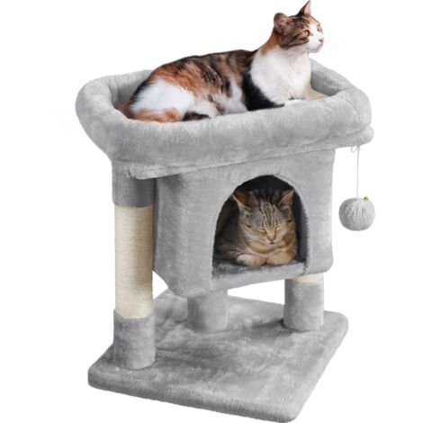 Homevive Árbol Rascador para Gatos Pequeño Torre de Gato Casetas y Condominios para Gatos Mascota Castillo 40x40x59cm ‎Gris Claro