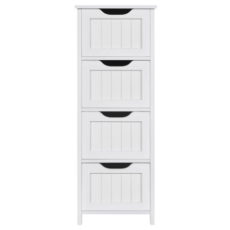 Homevive Armario de Madera para Baño, con 4 Cajones para Almacenaje y Organización, Ideal para el Salón o el Pasillo Blanco