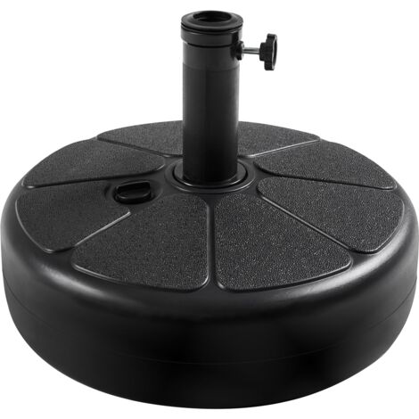 Homevive Base de Sombrilla Postes de 38mm/48mm Soporte de Plástico Rellenable 1,7kg Rellenable de Arena 36kg y Agua 22L para Sombrillas Soporte Parasol Negro