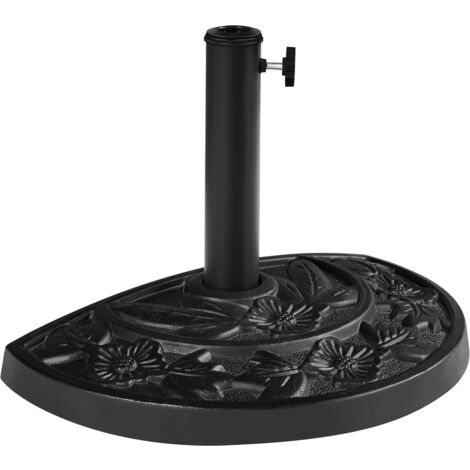 Homevive Base de Sombrilla Semicircular con Diseño Floral Pie de Parasol para Mástiles de 38/48 mm Negro