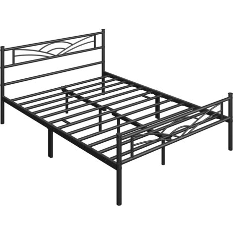 Homevive Cama Doble con Espacio Bajo Marco Metal Altura 32 cm Cama Individual con Cabecera para Colchón de 140X 200 cm Negro
