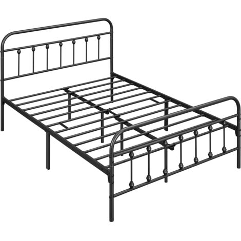 Homevive Cama Doble con Marco de Metal Negro, Estructura Sencilla de Hierro para Colchón 140X200cm Negro