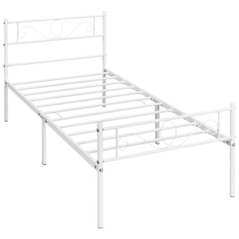 Homevive Cama Hierro para colchón de 90 x 190cm Cama Metálica Cama Individual Industrial Estructura Metal Blanco