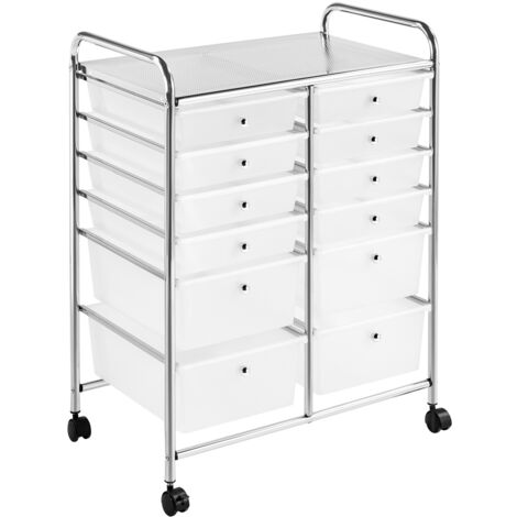 Homevive Carro Auxiliar con Ruedas Carrito de almacenamiento Cocina con 12 Cajones Carrito Organizador para Baño Salon Dormitorio Cocina Blanco
