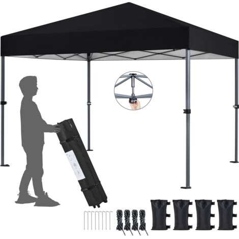 Homevive Cenador Plegable para Exterior 3x3M Cenador Plegable Pérgola Cuadrada con Diseño Pop-Up Resistente al Agua Altura Ajustable para Camp Playa Jardín Terraza Negro