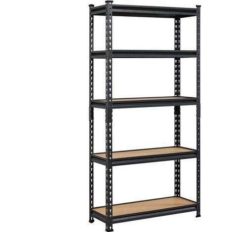 Homevive Estantería Metálica 5 Niveles Estante Metal Carga 175kg por Balda 75 x 30 x 153 cm Altura Ajustable Estanteria Garaje Almacenaje Trastero Salón Cocina Negra