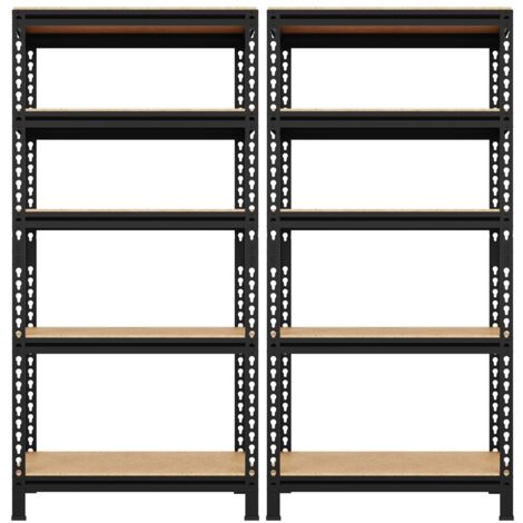 Homevive Juego de 2 Estanterías Ajustables de 5 Niveles Estantes de Almacenamiento para Almacén Garaje Cocina