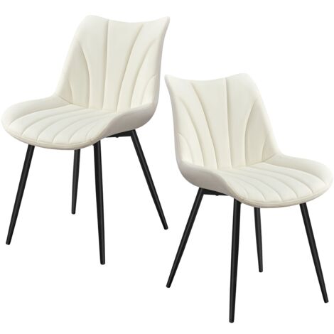 Homevive Juego de 2 Sillas de Comedor con Respaldo Sillones sin Brazos con Patas Metálicas para Cocina Salón, Beige