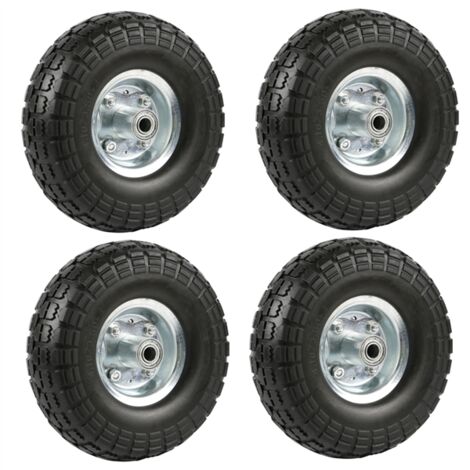 Homevive Juego de 4 Ruedas Carretilla Maciza Llanta Neumáticos para Carrito Rueda Carro de Jardinería PU 255mm