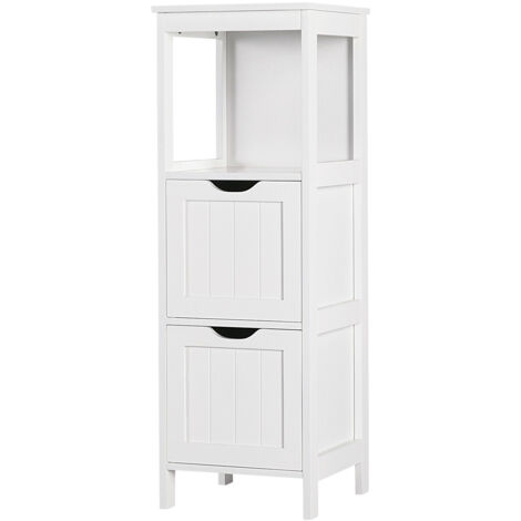 Homevive Mueble de Baño Mueble Columna para Baño Armario de suelo para Baño Armario con Armario de Suelo 2 Cajones 1 Estante 30 x 30 x 89 cm