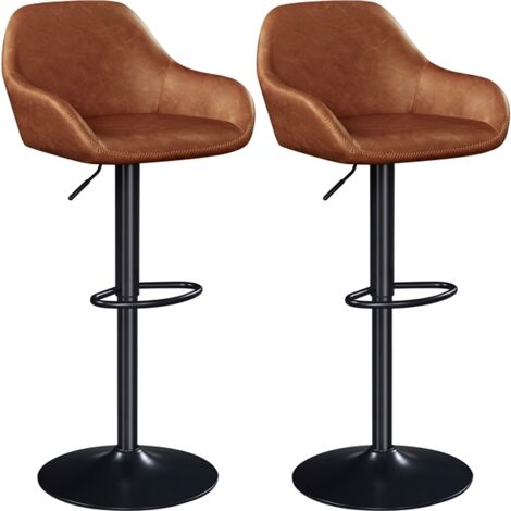 Homevive Pack de Taburete de Bar Taburete Altura Ajustable Capacidad de Carga 136 KG Taburete con Reposapiés 2 Unidades/Marrón
