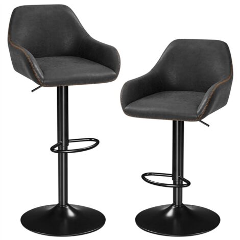 Homevive Pack de Taburete de Bar Taburete Altura Ajustable Capacidad de Carga 136 KG Taburete con Reposapiés 2 Unidades/Negro