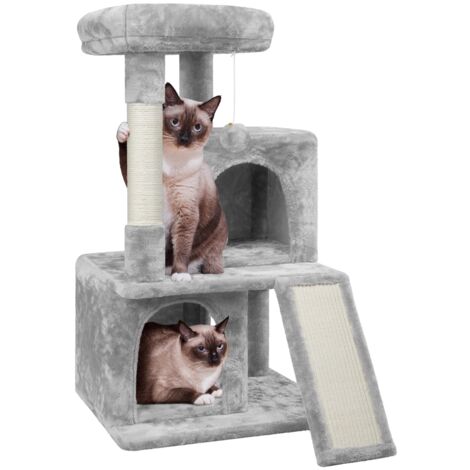 Homevive Rascador para Gatos Árbol de Mascota Centro de Juego de Sisal con Escondos Polas Gris Claro
