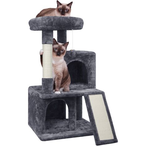 Homevive Rascador para Gatos Árbol de Mascota Centro de Juego de Sisal con Escondos Polas Gris Oscuro